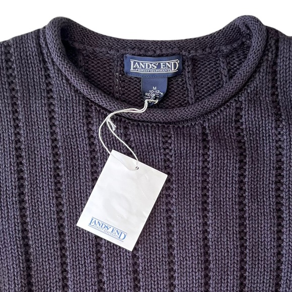 Lands End Navy Linen Cotton Rib Knit Sweater | M NWT - Picture 6 of 9